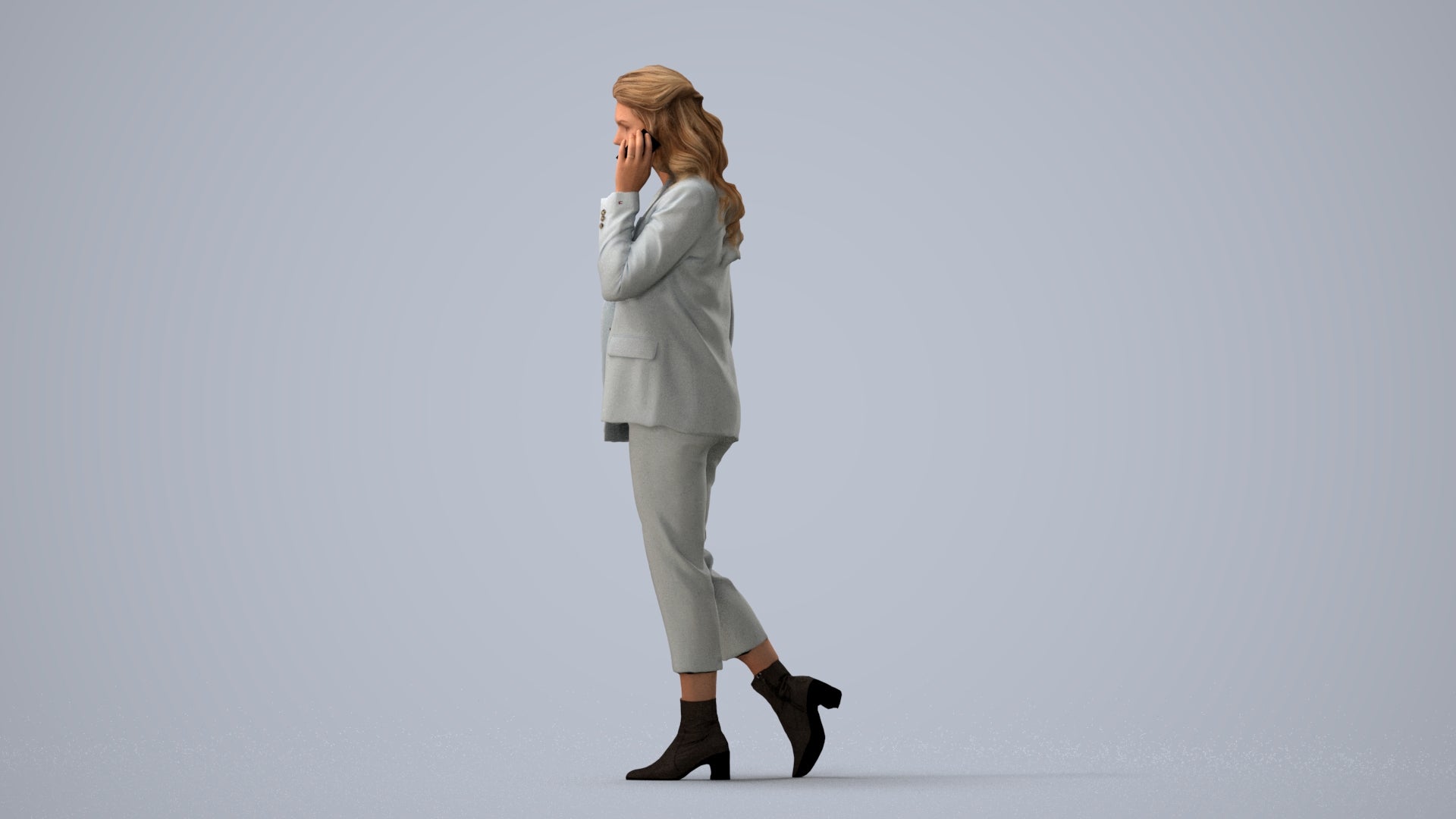 3D scanned woman business, photorealistic archviz people for Enscape and SketchUp, three-quarter view render