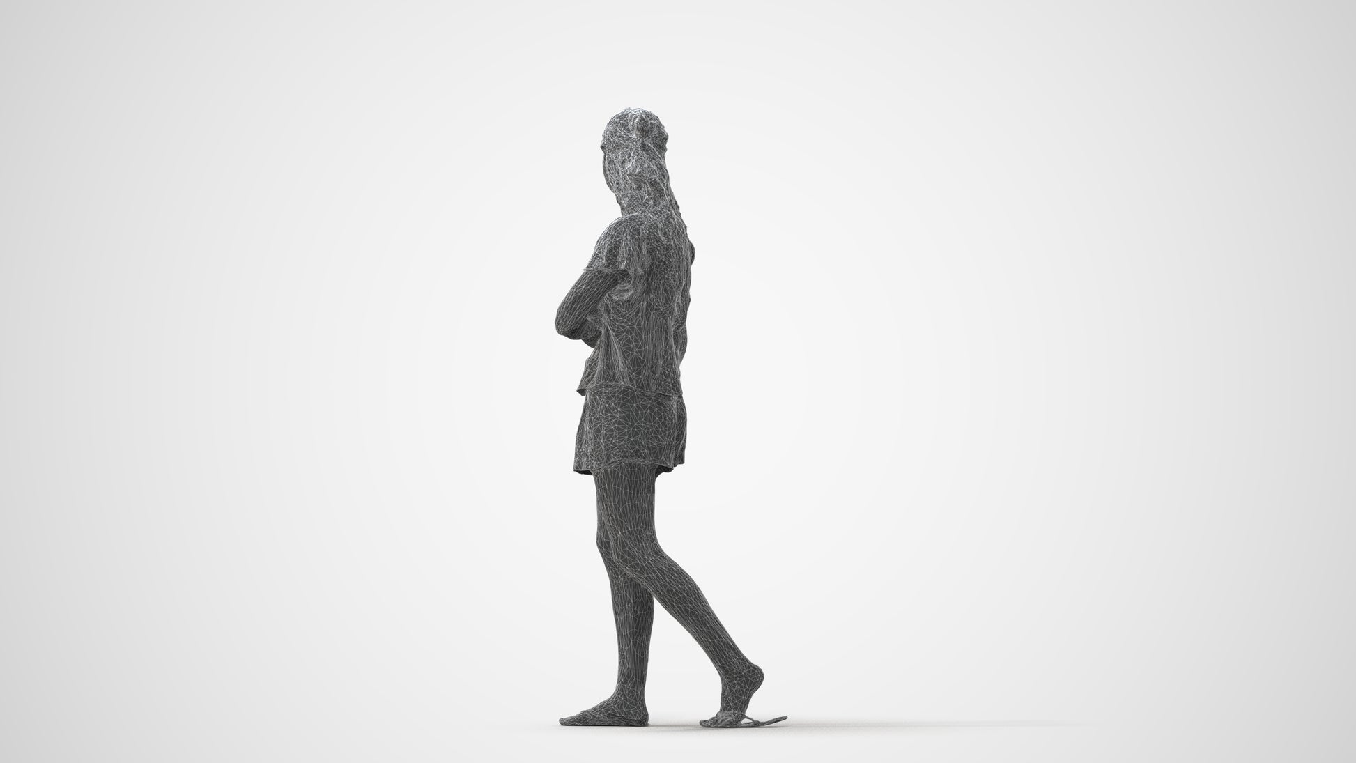 3D people model woman casual walking, scanned human for 3ds Max rendering, square thumbnail
