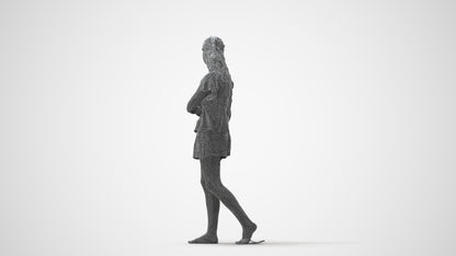 3D people model woman casual walking, scanned human for 3ds Max rendering, square thumbnail