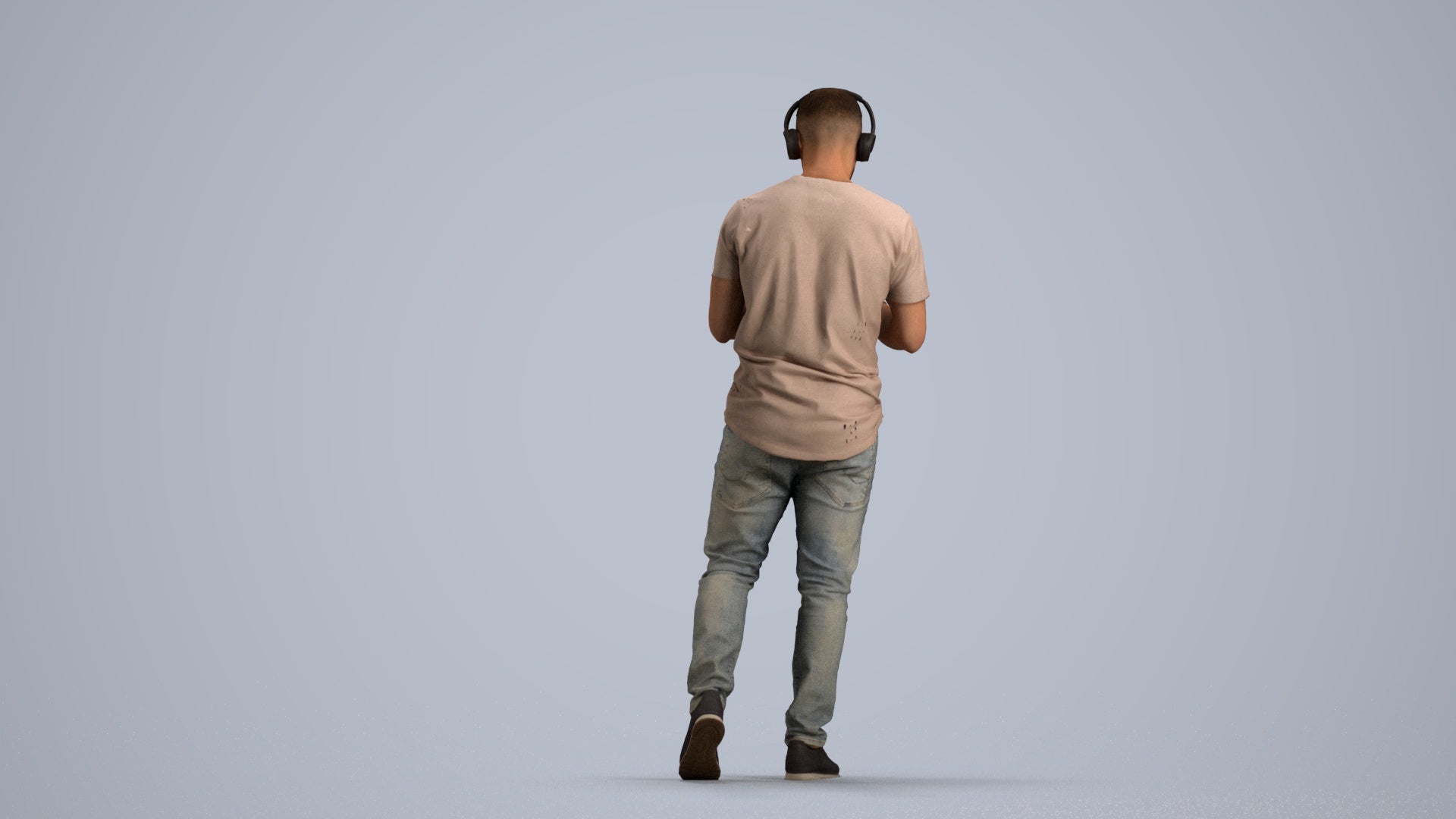 realistic 3D man casual standing, scanned archviz people for Blender and 3ds Max, front view render