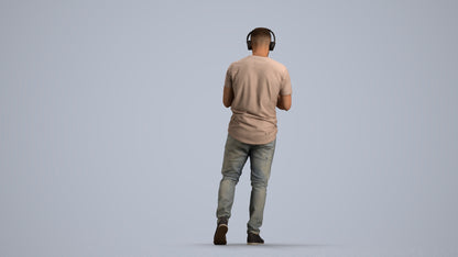 realistic 3D man casual standing, scanned archviz people for Blender and 3ds Max, front view render