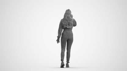 scanned 3D woman sport, photogrammetry people for Enscape and V-Ray, wireframe front view