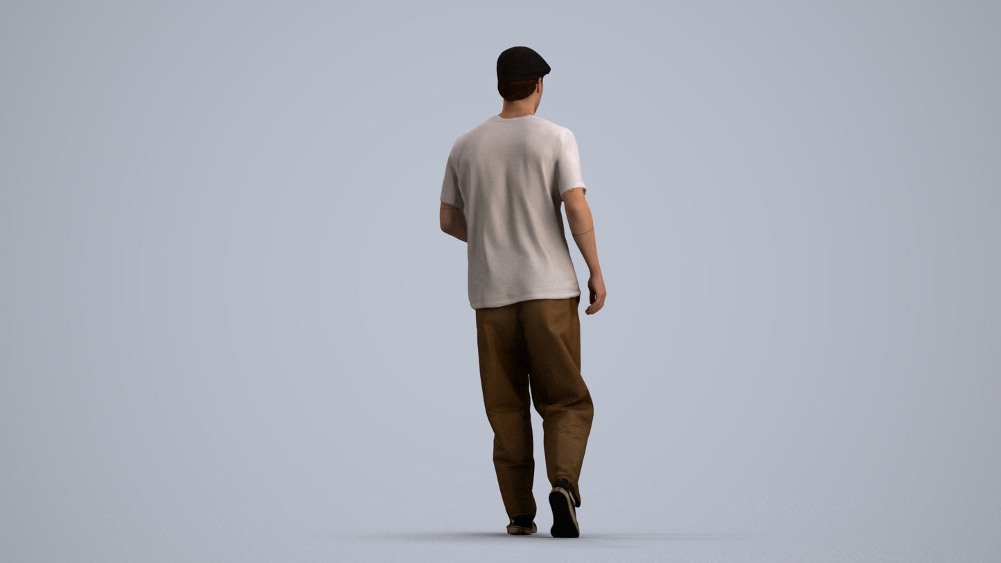 realistic 3D people man casual walking, render-ready for V-Ray and Corona, FBX OBJ, front view render