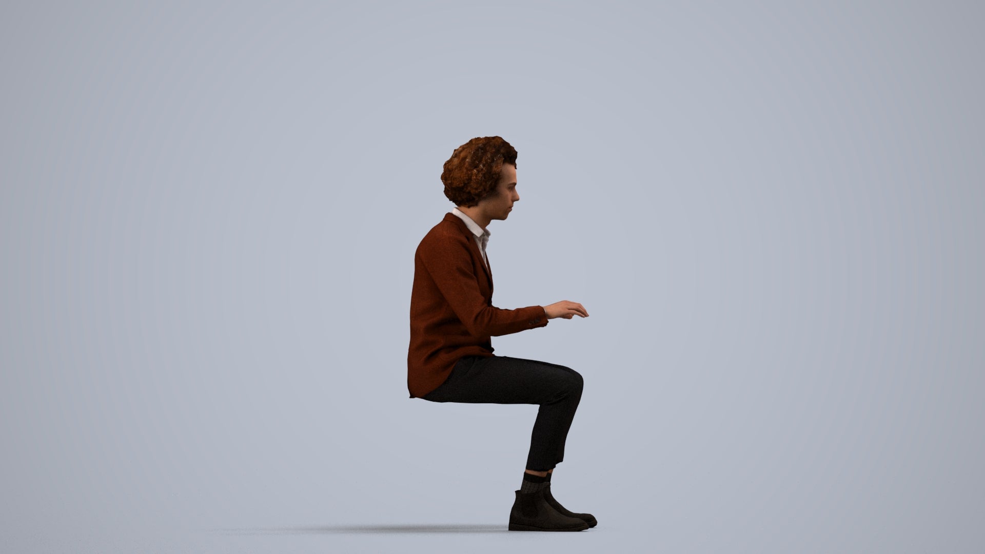 realistic 3D man business, scanned archviz people for Blender and 3ds Max, side view render