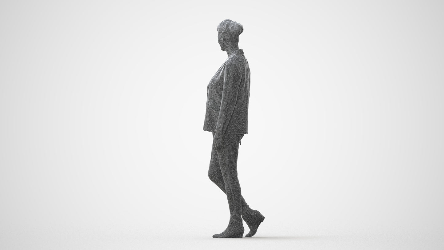 photogrammetry 3D woman business walking, realistic human model archviz FBX, square thumbnail
