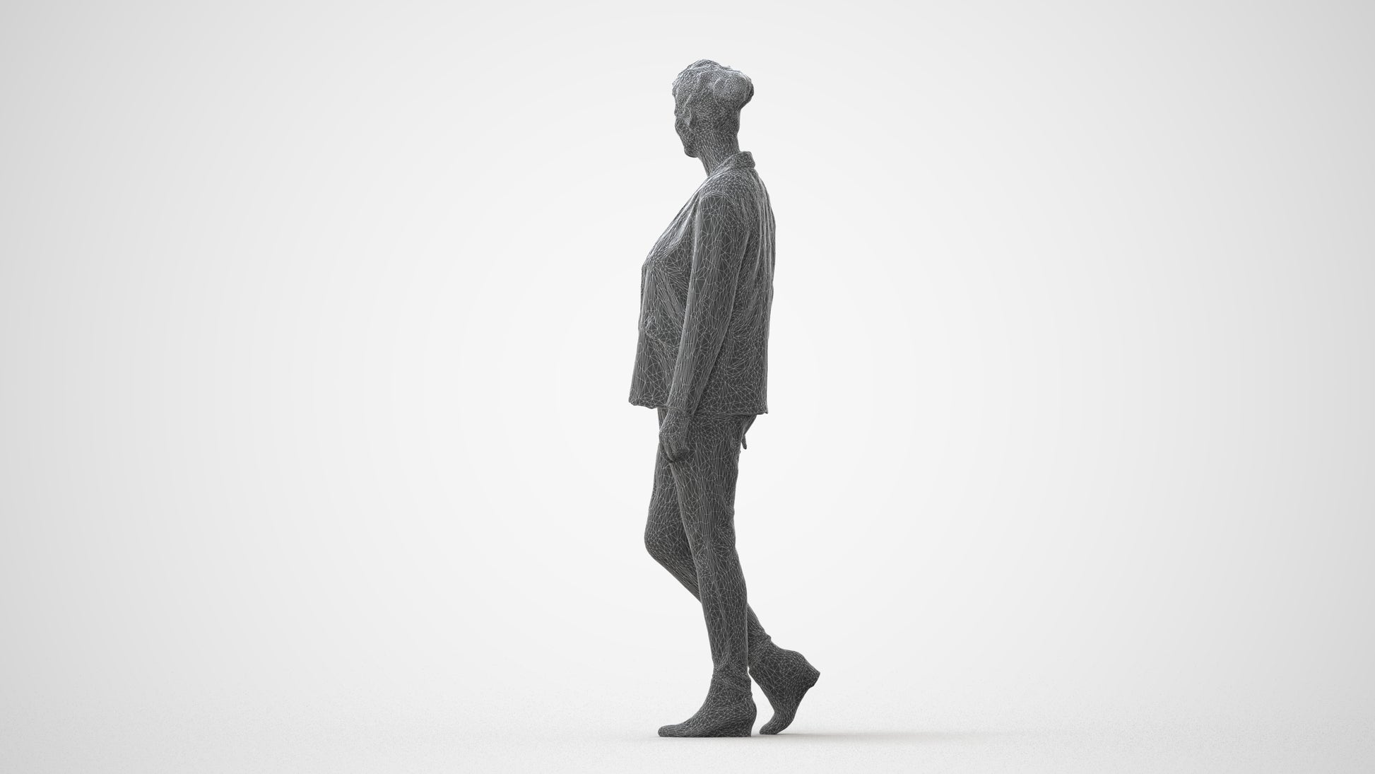 photogrammetry 3D woman business walking, realistic human model archviz FBX, square thumbnail
