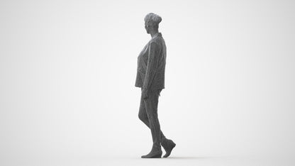 photogrammetry 3D woman business walking, realistic human model archviz FBX, square thumbnail