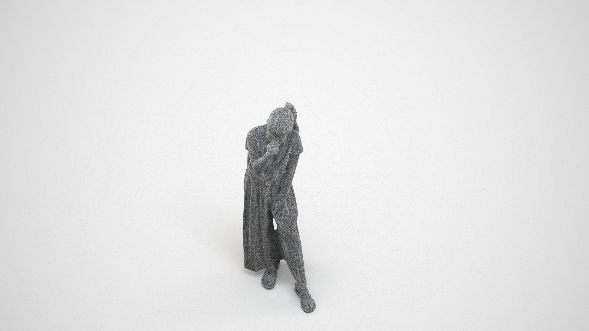 3D people model girl casual kids, scanned human for 3ds Max rendering, wireframe three-quarter view