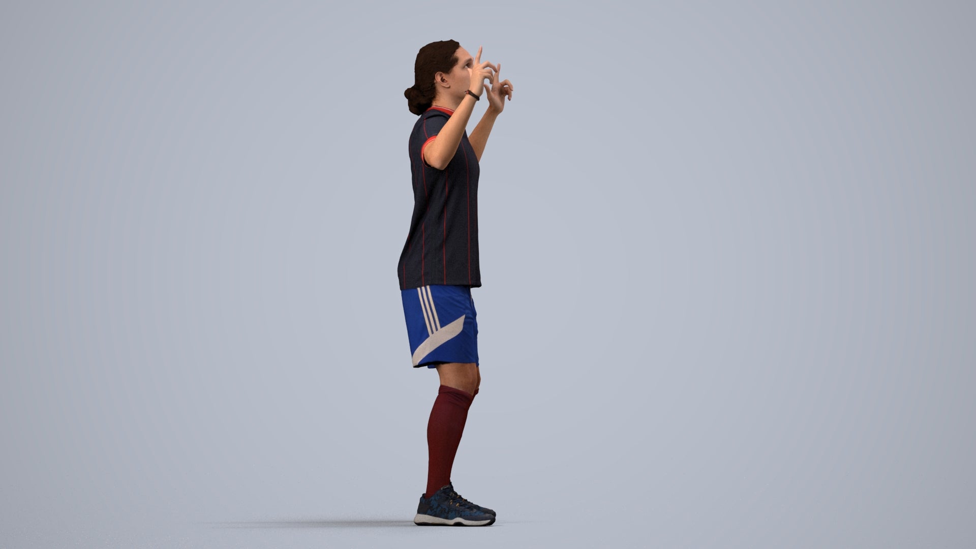photogrammetry 3D man sport, realistic human model archviz FBX, side view render