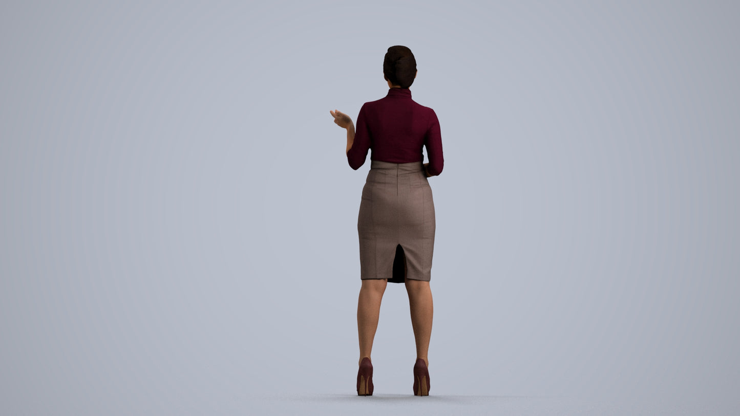 realistic 3D woman business, scanned archviz people for Blender and 3ds Max, front view render