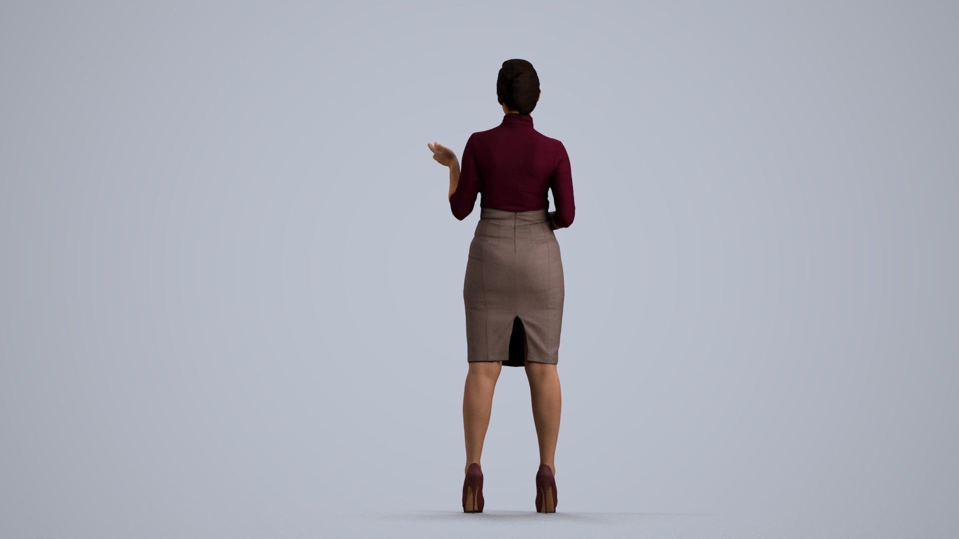 realistic 3D woman business, scanned archviz people for Blender and 3ds Max, front view render