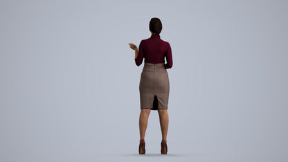 realistic 3D woman business, scanned archviz people for Blender and 3ds Max, front view render