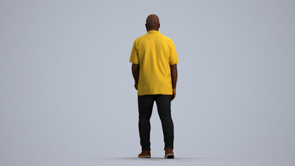 realistic 3D people man casual walking, render-ready for V-Ray and Corona, FBX OBJ, front view render