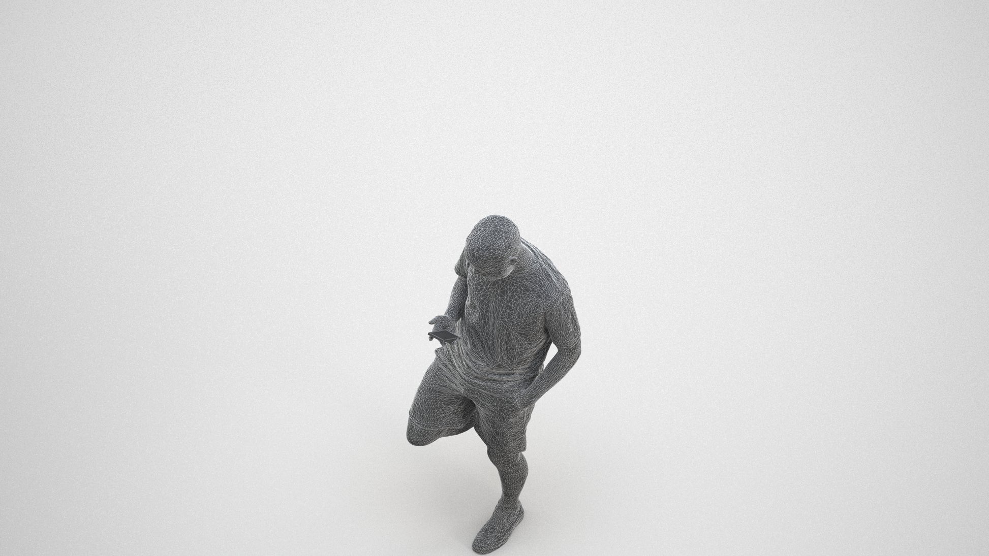 photogrammetry 3D man casual walking, realistic human model archviz FBX, wireframe three-quarter view