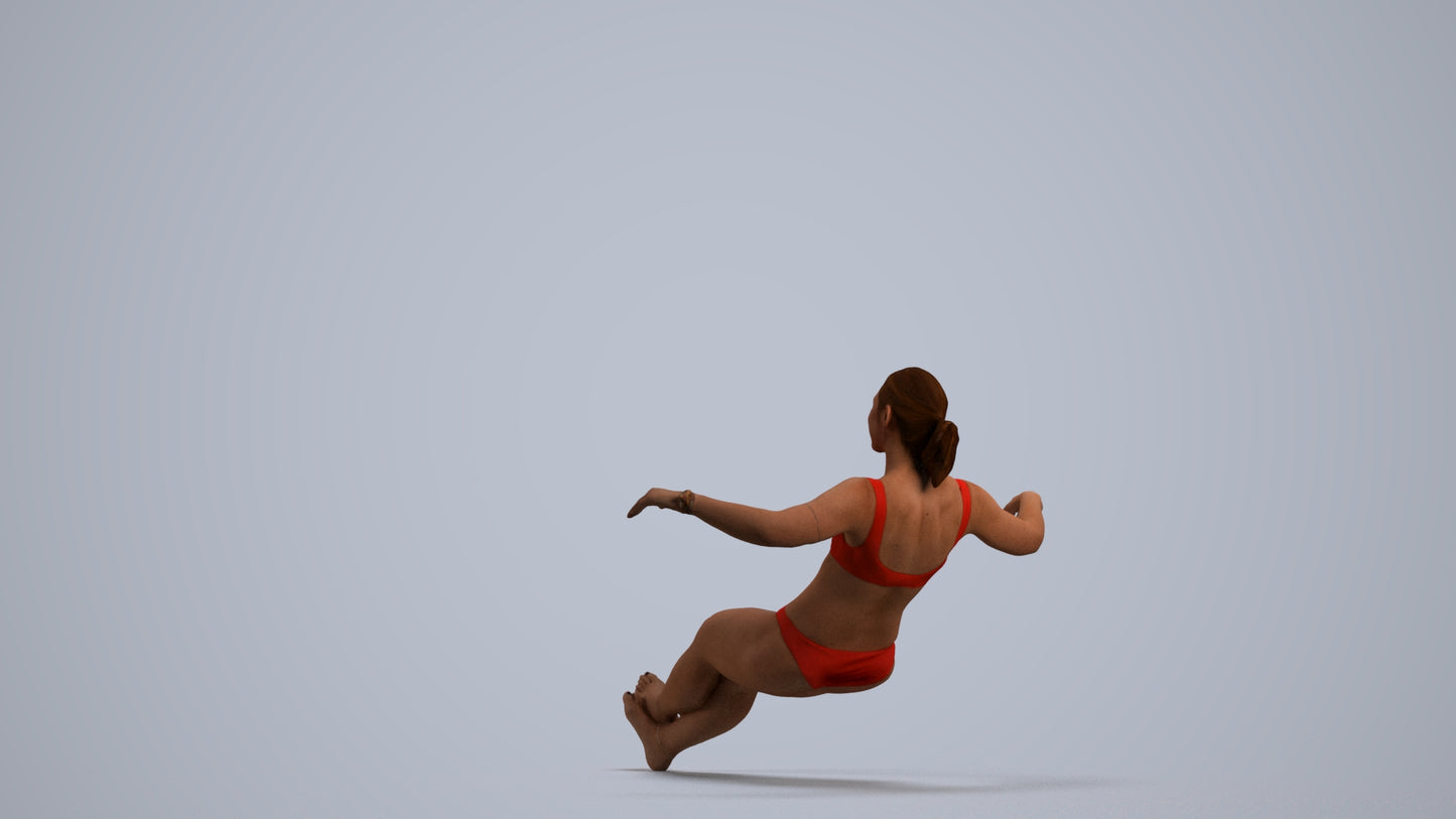 realistic 3D woman pool, scanned archviz people for Blender and 3ds Max, front view render