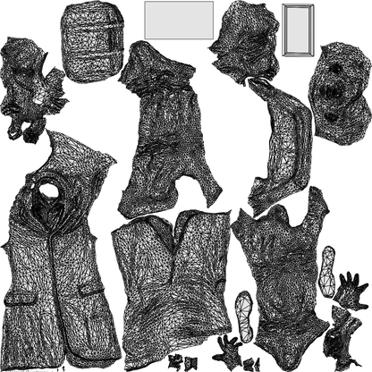 scanned 3D man business standing, photogrammetry people for Enscape and V-Ray, wireframe top-down view
