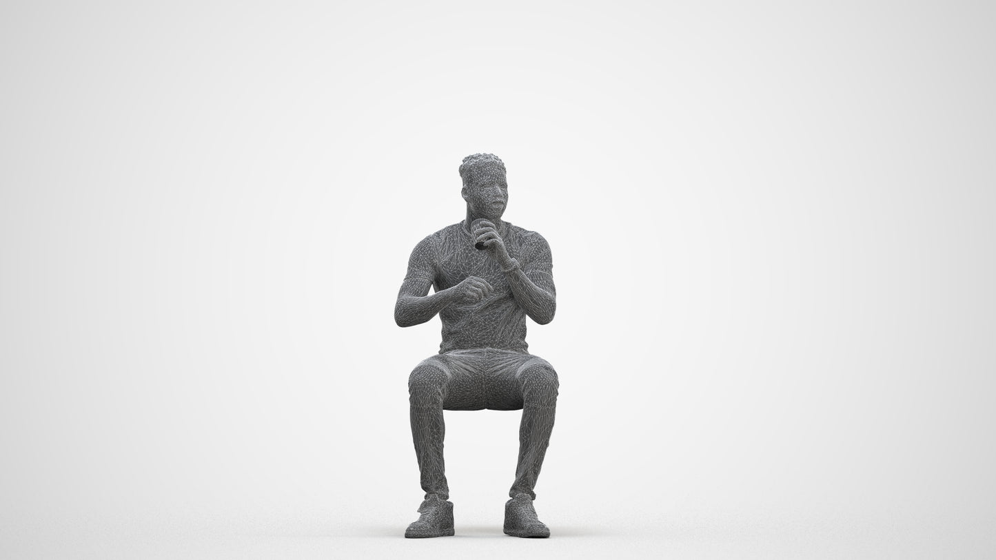 3D human model man casual business, photogrammetry scanned person for archviz, three-quarter front view render
