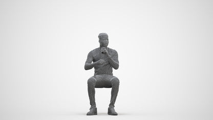 3D human model man casual business, photogrammetry scanned person for archviz, three-quarter front view render