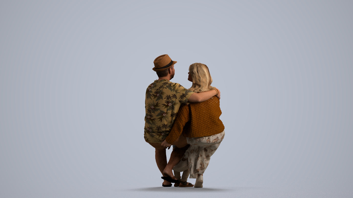 3D scanned girl kids, photorealistic archviz people for Enscape and SketchUp, front view render