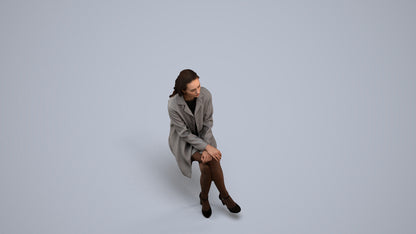 photogrammetry 3D woman business sitting, realistic human model archviz FBX, back view render