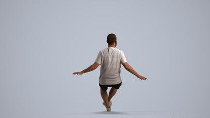 scanned 3D man casual sitting, photogrammetry people for Enscape and V-Ray, front view render