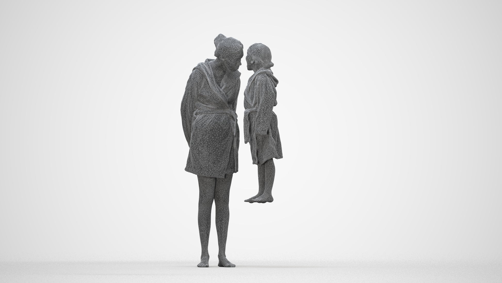 realistic 3D people girl casual kids, render-ready for V-Ray and Corona, FBX OBJ, wireframe back view