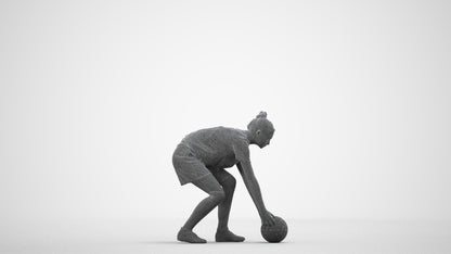 3D human model girl sport, photogrammetry scanned person for archviz, wireframe side view
