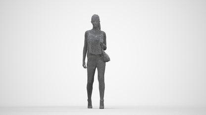 realistic 3D people girl casual walking, render-ready for V-Ray and Corona, FBX OBJ, wireframe back view