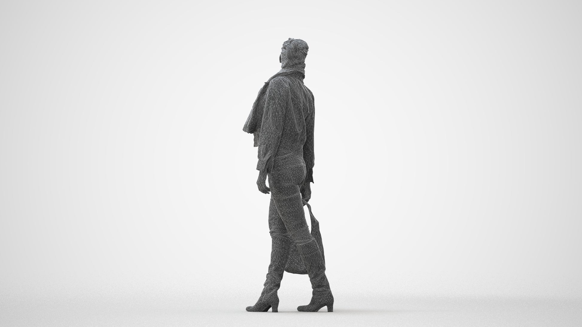 realistic 3D human woman casual walking, archviz people FBX OBJ for Blender, square thumbnail