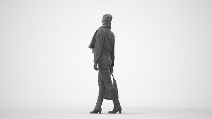 realistic 3D human woman casual walking, archviz people FBX OBJ for Blender, square thumbnail