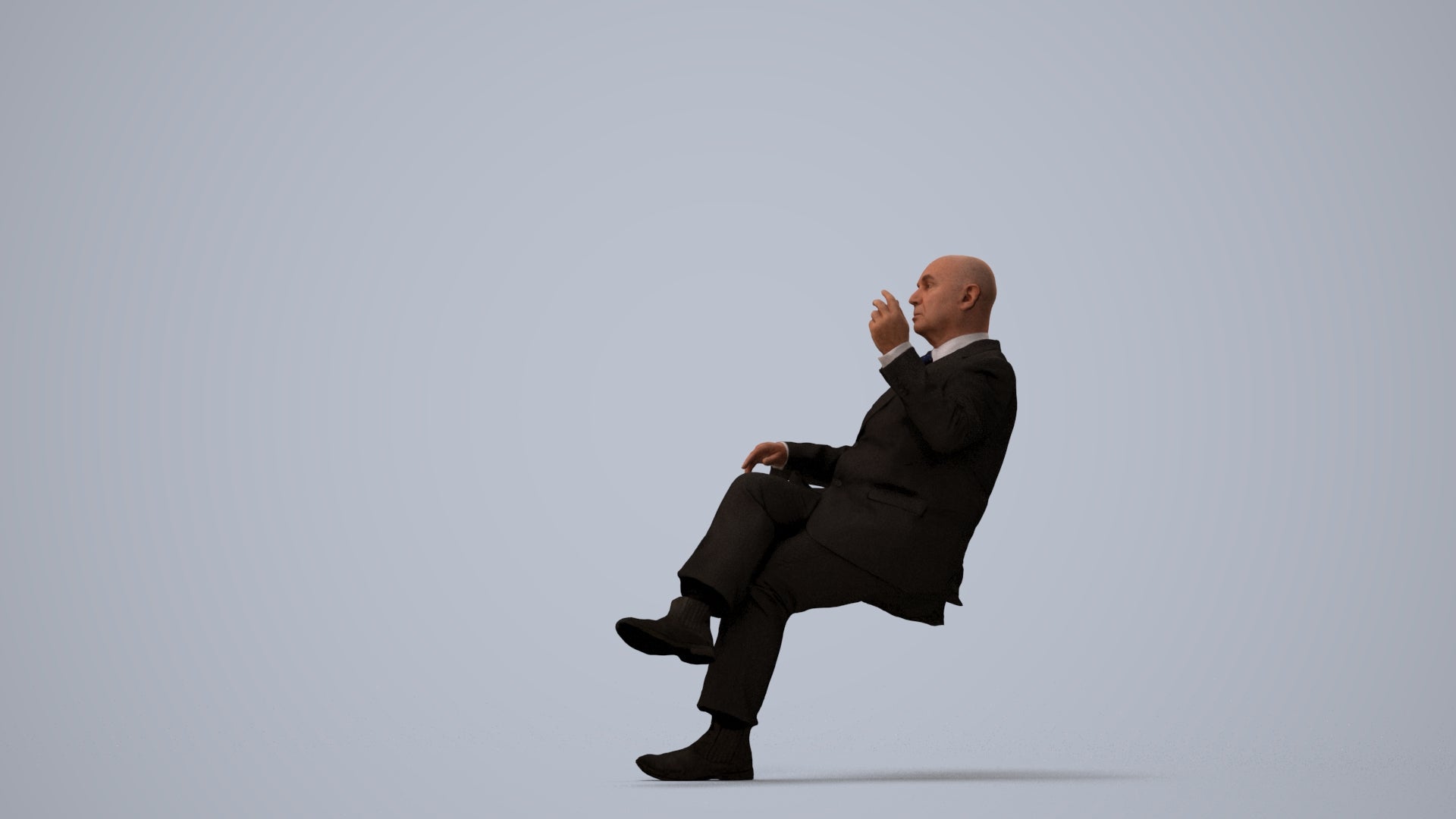 realistic 3D people senior man business, render-ready for V-Ray and Corona, FBX OBJ, three-quarter view render
