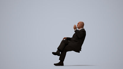 realistic 3D people senior man business, render-ready for V-Ray and Corona, FBX OBJ, three-quarter view render
