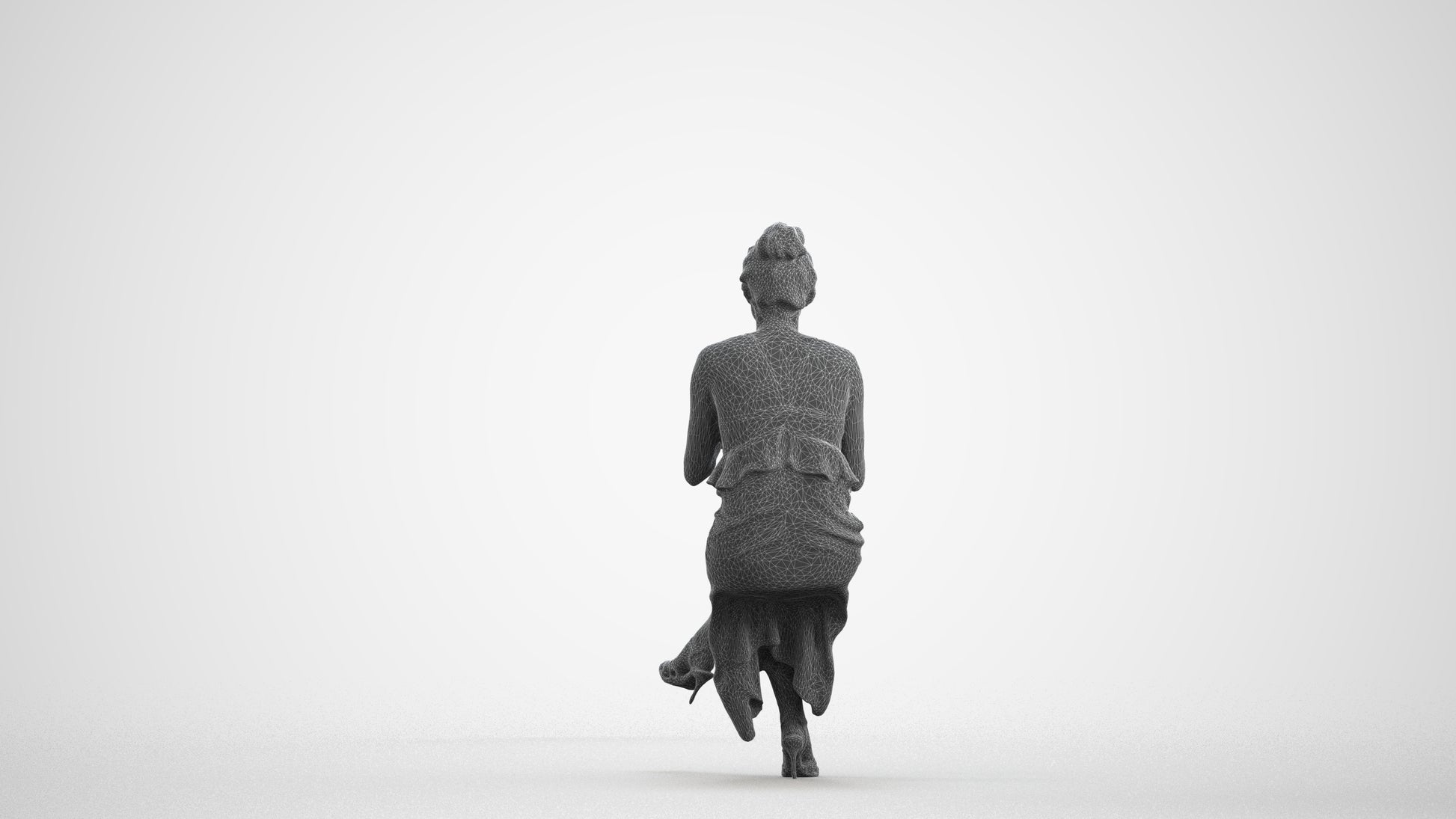scanned 3D woman formal formalaffairs, photogrammetry people for Enscape and V-Ray, wireframe front view