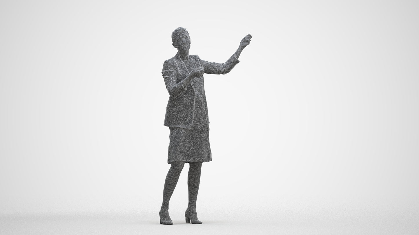 3D scanned woman business, photorealistic archviz people for Enscape and SketchUp, three-quarter front view render
