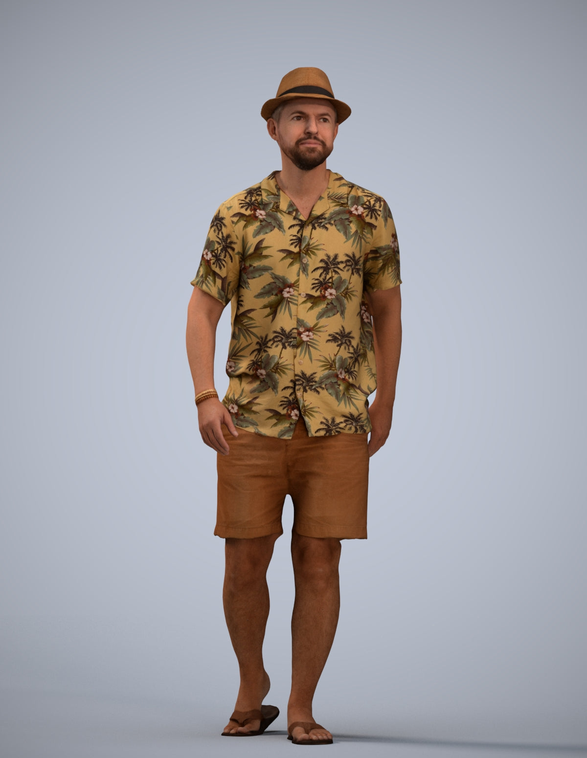 3D human model man walking, photogrammetry scanned person for archviz