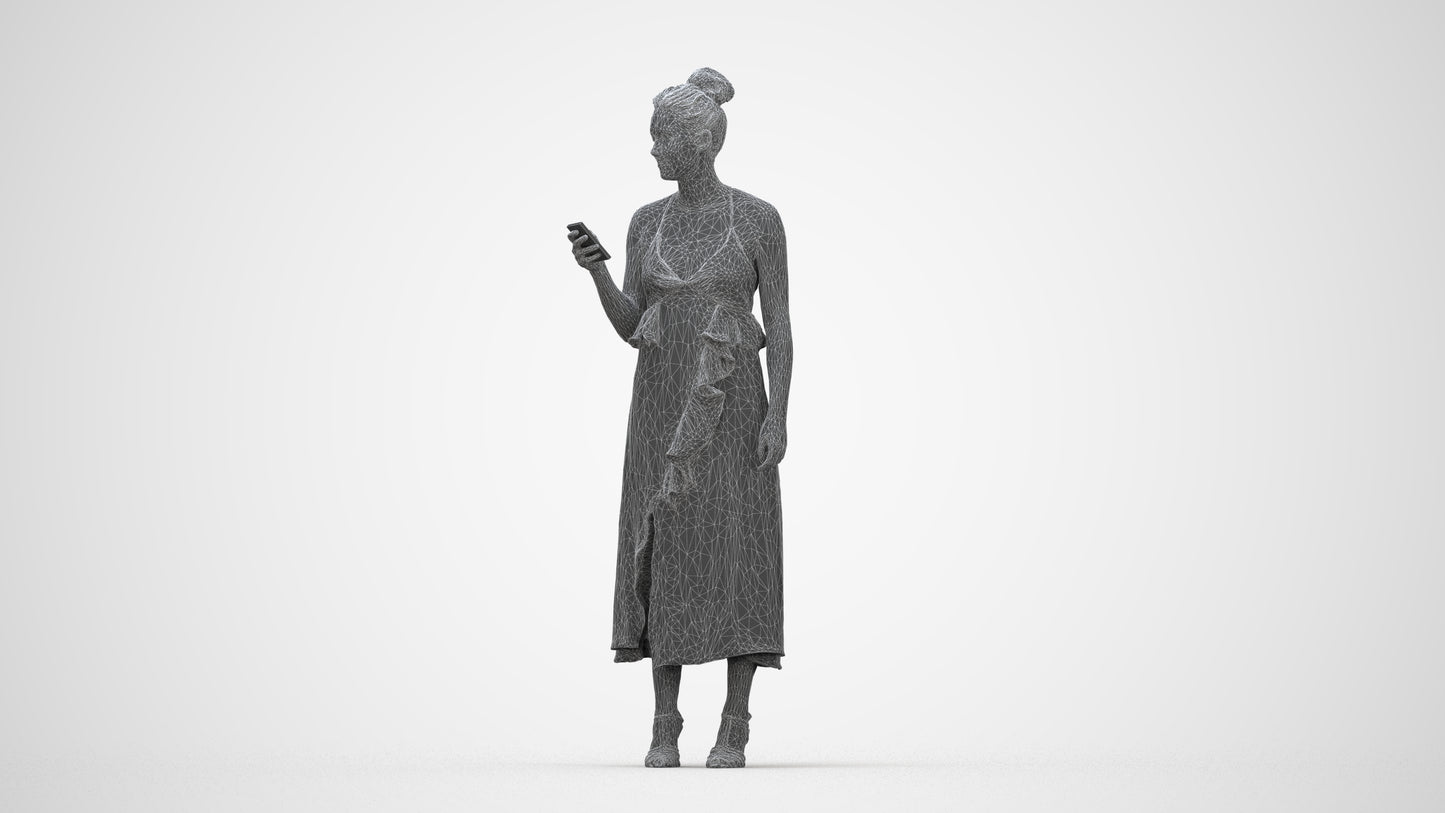 3D people model woman formal formalaffairs, scanned human for 3ds Max rendering, wireframe back view