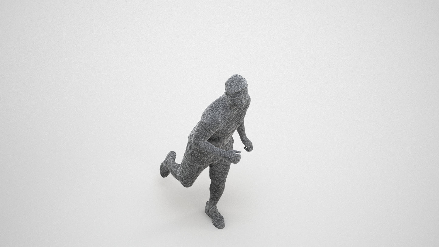 realistic 3D people man sport walking, render-ready for V-Ray and Corona, FBX OBJ, wireframe three-quarter view