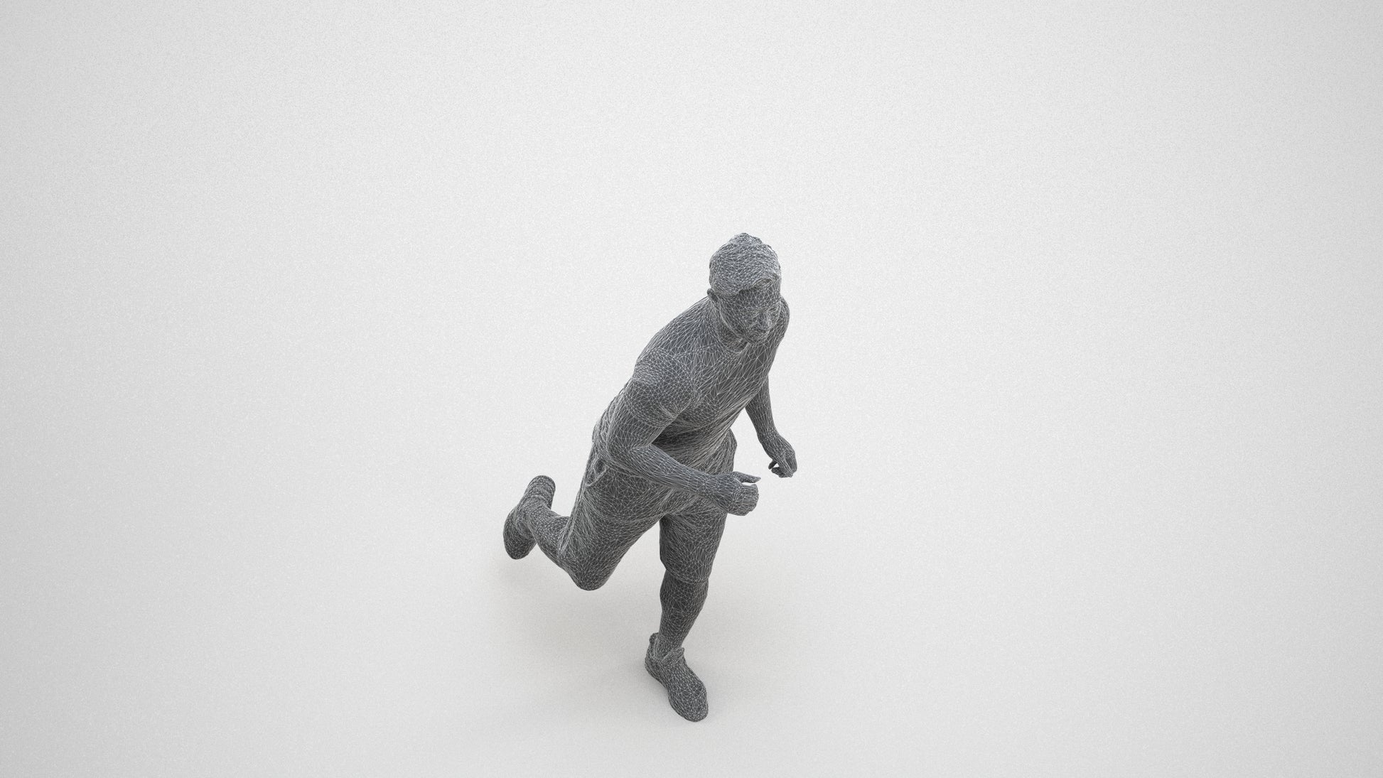 realistic 3D people man sport walking, render-ready for V-Ray and Corona, FBX OBJ, wireframe three-quarter view