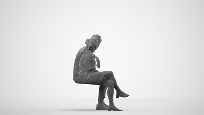 realistic 3D woman casual mix, scanned archviz people for Blender and 3ds Max, wireframe side view