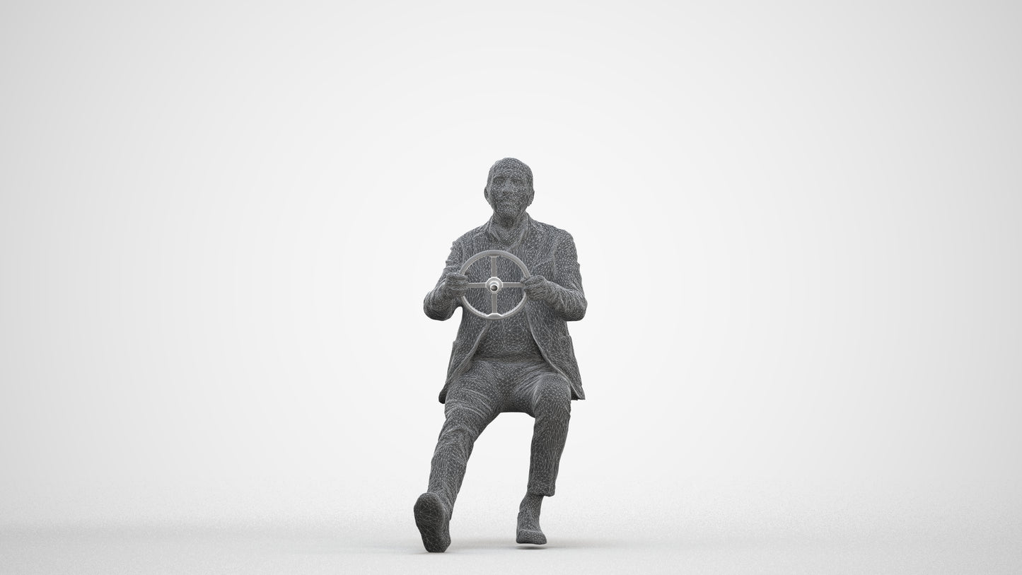 3D human model senior man business mix, photogrammetry scanned person for archviz, three-quarter front view render
