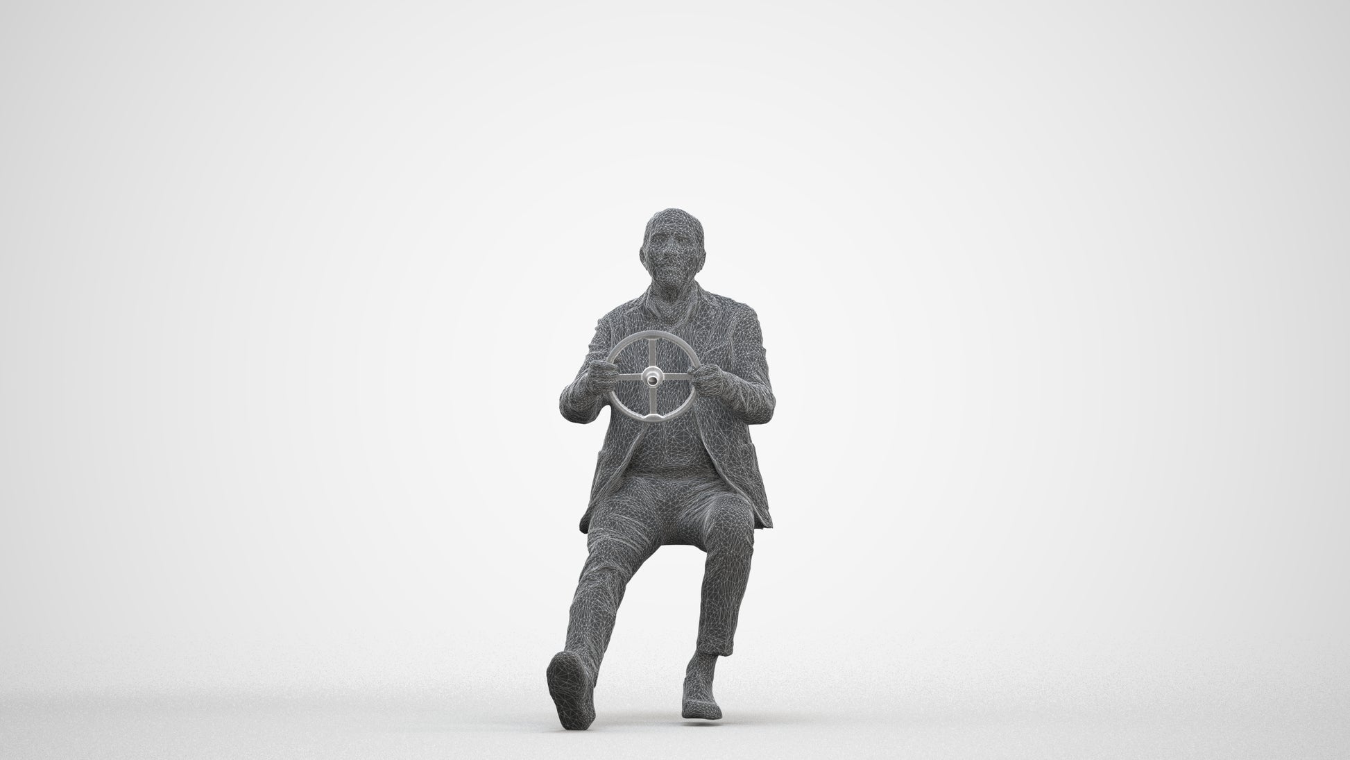 3D human model senior man business mix, photogrammetry scanned person for archviz, three-quarter front view render