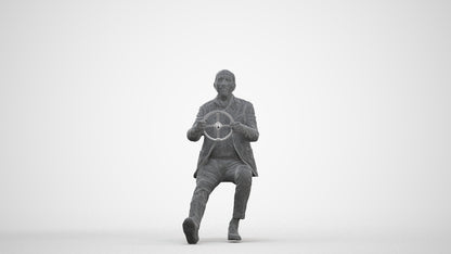 3D human model senior man business mix, photogrammetry scanned person for archviz, three-quarter front view render