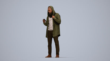 realistic 3D man casual standing, scanned archviz people for Blender and 3ds Max, top-down view render