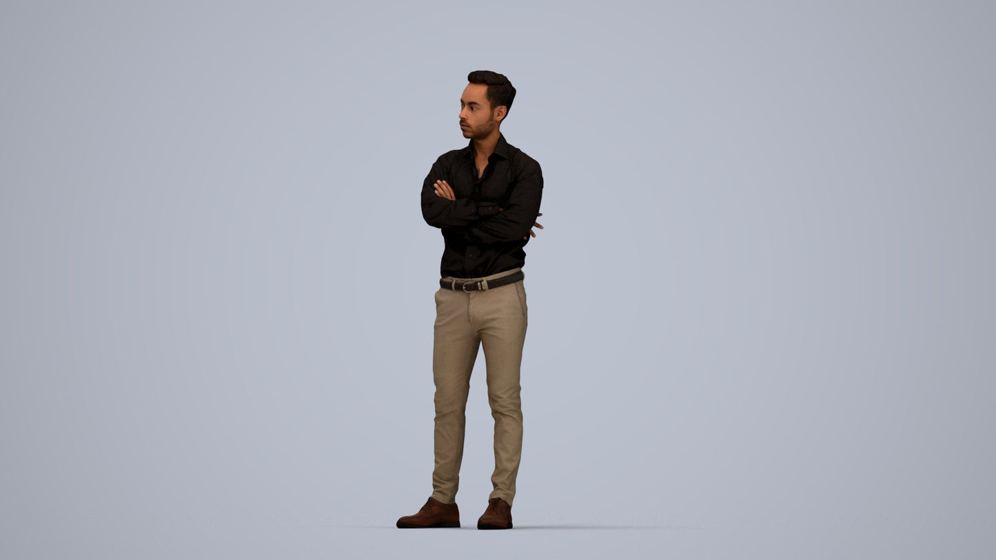 realistic 3D people man business, render-ready for V-Ray and Corona, FBX OBJ, top-down view render