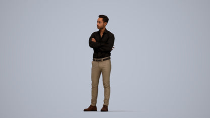 realistic 3D people man business, render-ready for V-Ray and Corona, FBX OBJ, top-down view render