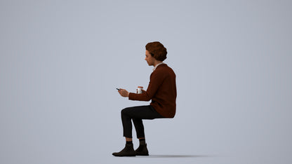 realistic 3D people man business sitting, render-ready for V-Ray and Corona, FBX OBJ, three-quarter view render