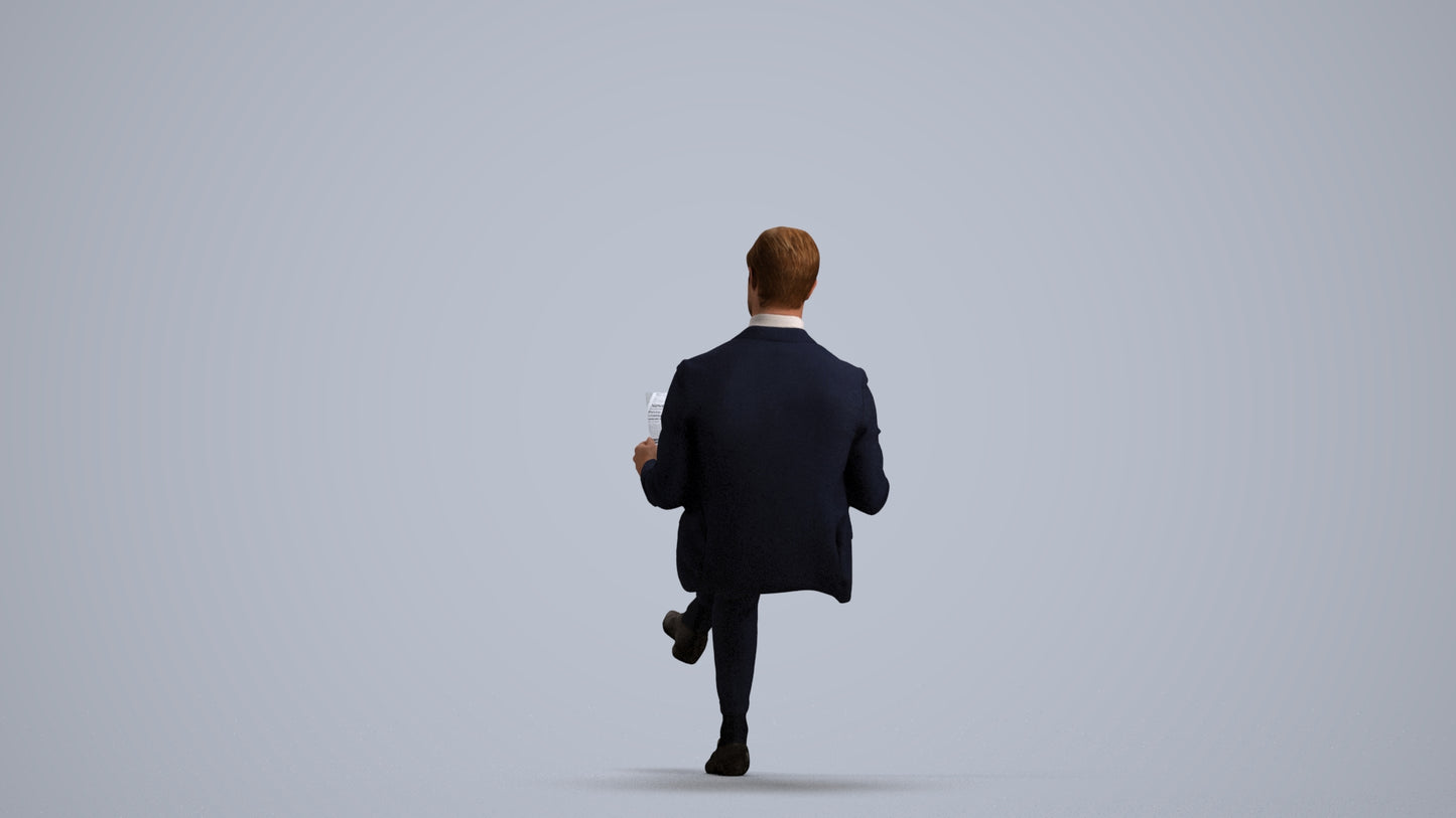 realistic 3D man business, scanned archviz people for Blender and 3ds Max, front view render