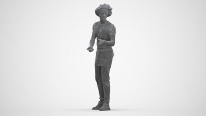 realistic 3D human man standing, archviz people FBX OBJ for Blender, three-quarter front view render