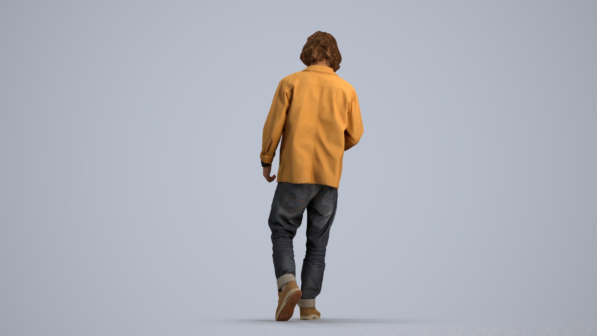 3D scanned man walking casual, photorealistic archviz people for Enscape and SketchUp, front view render