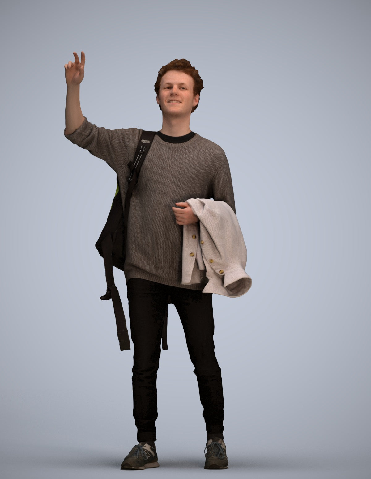3D people model man casual standing, scanned human for 3ds Max rendering